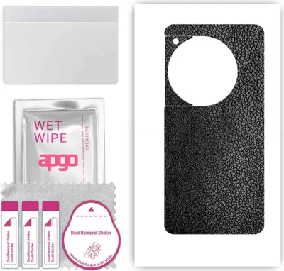 Produktbild von apgo Rückseite Schutzfolie, Skin, kompatibel mit OnePlus 12, Hinten Displayschutzfolie aus Vinylfolie, kratzfest, einfache Montage - Schwarzes Leder