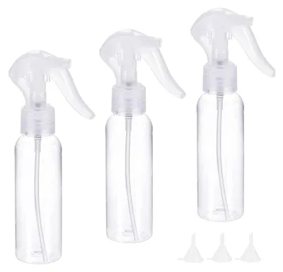 Produktbild von 3 Stück 200 ml und 3 kleine Trichter aus Kunststoff, transparent, leer, für Haushalt und Garten, Friseurwerkzeuge, Gießkanne, Blumensprühgerät, multifunktionale Sprühflaschen