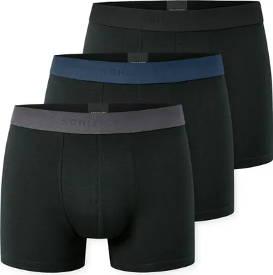 Produktbild von SCHIESSER Herren Boxershorts, 3er Pack - "95/5", Trunks, Baumwolle Stretch, Logobund Schwarz S