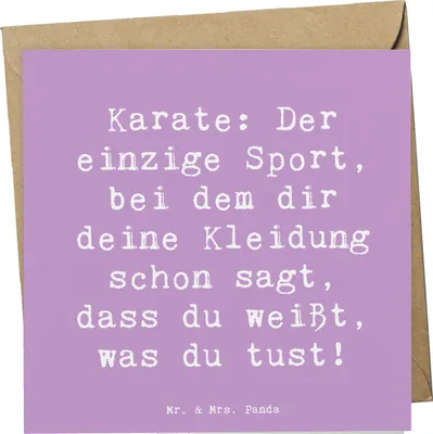 Produktbild von Mr. & Mrs. Panda Grußkarte Spruch Karate Kleidung - Lavendeltraum - Geschenk, Klappkarte, Teamsport, Sportart, anlasskarte, doppelkarte, Sport, Selbstverteidigung, Humor