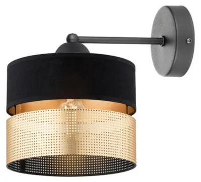 Produktbild von KAR-LIGHTING Wandleuchte 1-flammig Schwarz‑Gold Metall für Flur & Wohnzimmer, E27, dezente Wandbeleuchtung, hochwertig verarbeitet