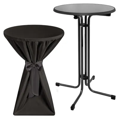 Immagine prodotto di Beautissu Tavolo alto da esterno Sylt, pieghevole, Ø70 cm, nero, con copertura