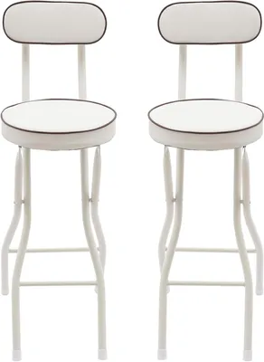 Productafbeelding van Inklapbare Hoge Stoelen - Barkrukken Set - Barruimte Inrichten - Veiligheidsvergrendeling - Set van 2 - Wit