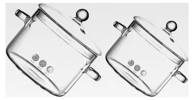 Produktbild von Hitzebeständiger Glas-Kochtopf 2 Stück mit Griffen und Deckel für Suppen und Nudeln, vielseitig für die heimische Küche