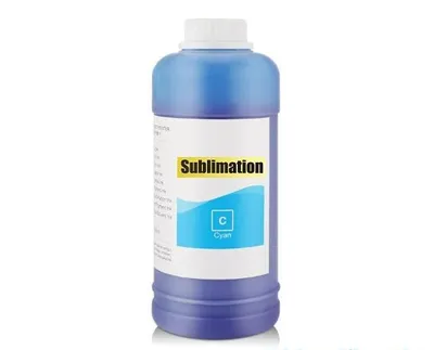 Produktbild von 500 ml Sublimationstinte cyan für Drucker von Epson, Ricoh, Sawgrass, Mutoh, Mimaki, Roland... zum Druck auf Sublimationspapier.