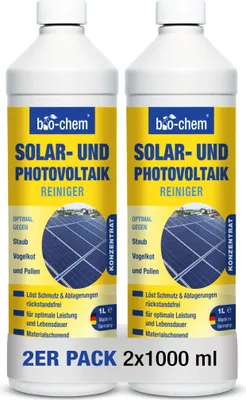 Produktbild von bio-chem Solar- und PV Photovoltaik-Reiniger – 2x 1000 ml Konzentrat - bis zu 1:20 verdünnbar - Tiefenwirksam und materialschonend - DE