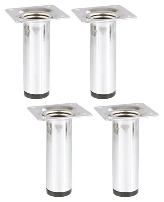 Produktbild von WAGNER Möbelbein CLASSIC 4tlg. Set - Ø 30 x 100 mm, Anschraubplatte 60 x 60 mm, Innengewinde Ø 10 mm, verchromt - 12151014