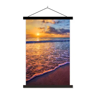 Produktbild von MuchoWow® Textilposter Meer - Strand - Sonnenuntergang - Wolken - Horizont 40x60 cm mit schwarzem Rahmen - Wanddekorationen