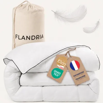 Immagine prodotto di FLANDRIA Piumone Molto Caldo con Piume e Piumino 850g/m², Naturale, Traspirante, Borsa in Cotone, 240x260cm