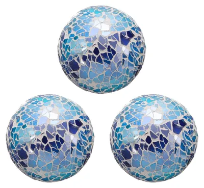 Produktbild von Omgoods – 3 dekorative Glasbälle – 6,8 cm – Hellblau