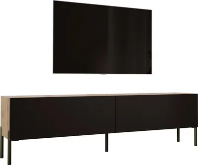 Produktbild von TV-SCHRANK : Wotan-Eiche / Mattschwarz mit Beinen in Schwarz, 170 x 52 x 32 cm