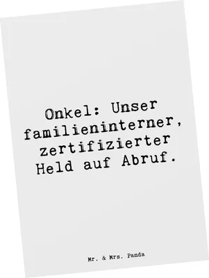 Produktbild von Mr. & Mrs. Panda Postkarte Spruch Onkel-Held - Weiß - Geschenk, bildkarte, einzigartige Designs, Patenonkel, Ansichtskarten, Fotokarte, Postkarten, Unterstützung, Familie
