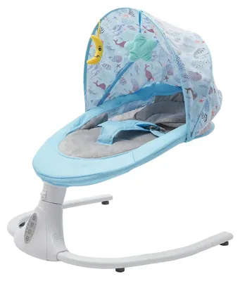Immagine prodotto di Altalena elettrica e sdraietta per neonati - S-Y608 - Musica Bluetooth - 4 velocità - Telecomando - Fino a 20 kg - 0-1 anno - Telaio in metallo - Blu
