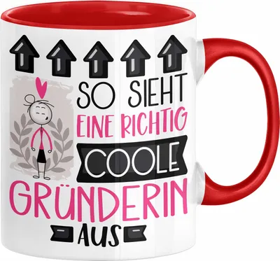 Produktbild von Gründerin Geschenk Tasse Lustig Geschenkidee für Gründerin Geburtstag So Sieht Eine Richtig Coole Gründerin Aus Frauen Spruch (Rot)