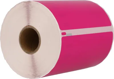 Produktbild von DULA Dymo kompatible Etiketten, S0904980, 104 x 159 mm, Rosa, Permanent, 1 Rolle, 220 Etiketten pro Rolle