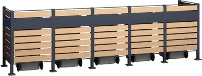 Obrázek produktu pro Westmann kovový kryt odpadkového koše Planum 5x240 L vzhled dřeva 410x90x120 cm
