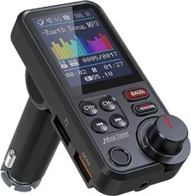 Produktbild von FM Transmitter, Bluetooth Adapter Auto, Starkes Mikrofon FM Transmitter Bluetooth Auto Adapter, mit 1,8-Zoll-Farbbildschirm,Höhen und Bassmusik Player