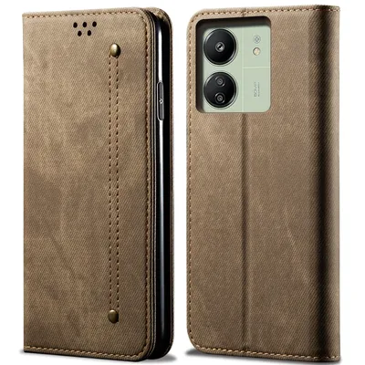 Obrázek produktu pro Pouzdro pro Xiaomi Poco C65 /Redmi 13C 4G, Kožené Peněženkové Pouzdro s Magnetickým Uzavíráním a Stojánkem Khaki