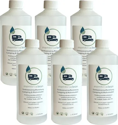 Produktbild von 6x 0,5 Liter membraclean Trinkwasseraufbereitung Camping & Wohnmobile Sparset