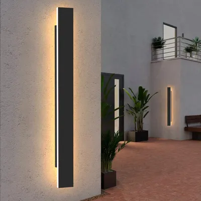 Obrázek produktu pro ZMH LED nástěnné světlo venkovní černá teplá bílá nástěnná lampa 32W 3000K IP65 vodotěsná venkovní lampa 104CM akrylové venkovní osvětlení pro dům stěny zahrady terasy