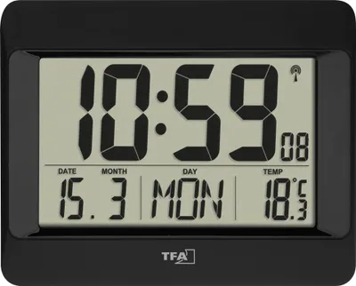 Immagine prodotto di TFA Dostmann 60.4519.01 Orologio da parete radiocomandato 215 mm x 26 mm x 160 mm Nero Grande display (60.4519.01)
