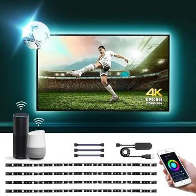 Immagine prodotto di Striscia LED intelligente Lepro da 2 metri, illuminazione di sfondo per TV, RGB, 60 LED, striscia LED Wi-Fi, banda LED USB, striscia luminosa autoadesiva super luminosa per illuminazione TV, compatibile con Alexa e Google Home