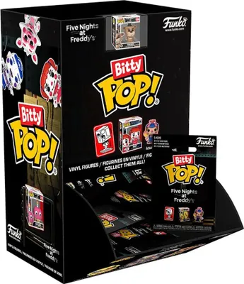 A display box for Five Nights at Freddy's Bitty POP! vinyl figures.