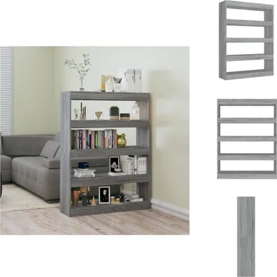 Immagine prodotto di vidaXL Libreria/divisorio grigio Sonoma 100×30×135 cm - Librerie e scaffalature