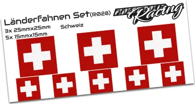 Produktbild von 8er Set Länderfahnen Aufkleber "Switzerland" Sticker Flagge Auto Zubehör R028