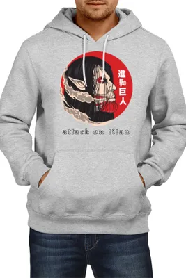 Obrázek produktu pro Pánská Mikina S Kapucí Japan Manga Comics Anime Attack Anime On Titan Eren Yeager 06 Var-014 Yeager Hero, Man M / Vřesově šedá