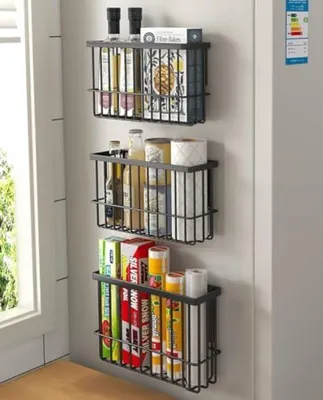 Produktbild von PromoHome® 3-teilige selbstklebende Aufbewahrungsbox für Küchenschranktüren - Wandmontage-Aufbewahrungsorganizer für Kleinteile in Küche