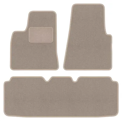 Image de Tapis de sol en moquette pour Tesla S I 2012-2016 (berline) – jeu 4 pièces, beiges, sur mesure – Wielganizator LUX