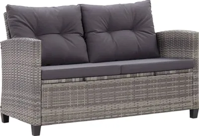 Zdjęcie produktu dla vidaXL 2-osobowa sofa ogrodowa z poduszkami szara 124 cm z polirattanu