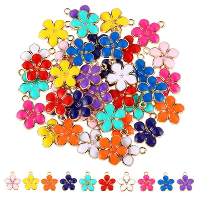 40 Blumen-Anhänger für DIY-Schmuck, 18x15 mm, 10 Farben