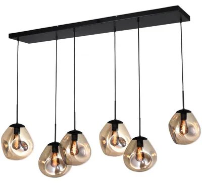 Produktbild von masterlight Pendelleuchte Lava 6-flammig Glas Gold 130x35cm