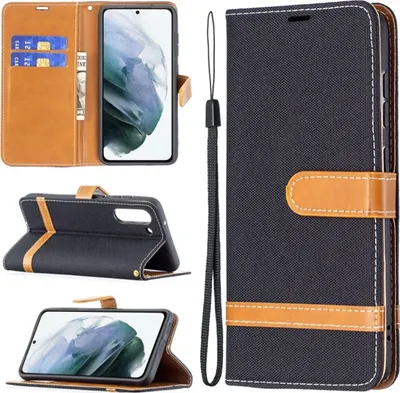 Produktbild von König Design Hülle kompatibel mit Samsung Galaxy S21 FE Kunstleder Handyhülle - Handy Case Schwarz