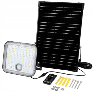 Image de Projecteur solaire LED extérieur 30 W, 4 800 lm, 3 000-4 000 K, IP65, noir