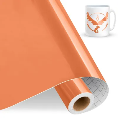 Image de Vinyle adhésif brillant, pour traceurs de découpe, couleur orange, dimensions : 30,5 cm x 457,5 cm