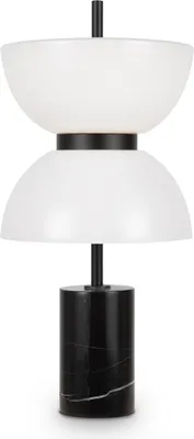 Produktbild von Tischleuchte LED Metall Glas 46 cm hoch Schwarz (Marmor) Weiß rund warmweiß 3000 K 350 lm Modern Tischlampe