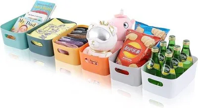 Immagine prodotto di Set di contenitori piccoli, 6 pezzi, 25x17x11 cm, colorati, per cucina e ufficio