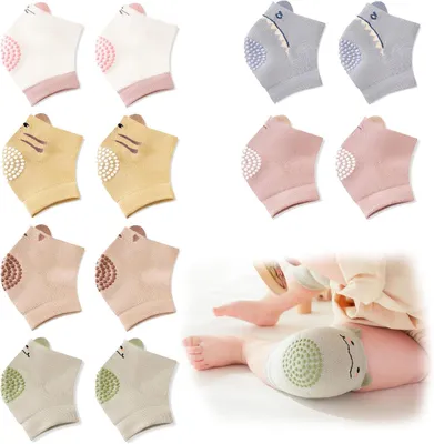 Produktbild von Baby Knieschoner 6 Paar, elastisch, Antirutsch Gummispitzen, zum Krabbeln