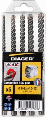 Produktbild von Sets mit 5 Betonbohrern DIAGER SDS-plus - 112Q