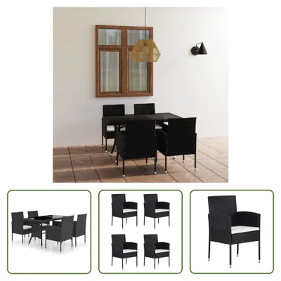 Produktbild von The Living Store 5-tlg. Garten-Essgruppe Poly Rattan Schwarz