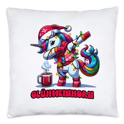 Produktbild von Glühweinhorn Kissen Inkl. Füllung Einhorn Weihnachten Dab Glühwein