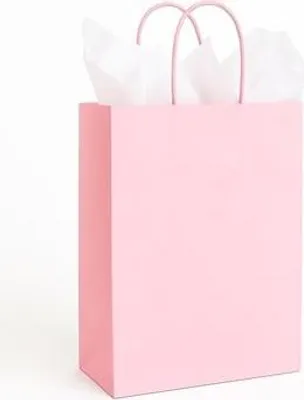 Image de Sac en papier 180 x 80 x 225 mm, rose clair, pour petits cadeaux écologiques destinés aux femmes