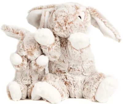 Produktbild von Uni-Toys - Hasen, Mama und Kind (2-teilig), hellbraun-meliert - 23 cm/16 cm (Höhe) - Plüsch-Hasen - Plüschtier, Kuscheltier