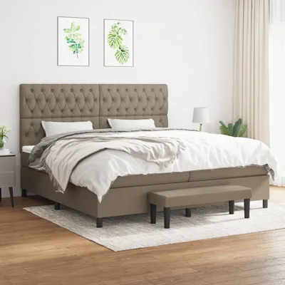 Produktbild von Cloris Designermöbel Boxspringbett mit Matratze Taupe 200x200 cm Stoff 2024 Neu