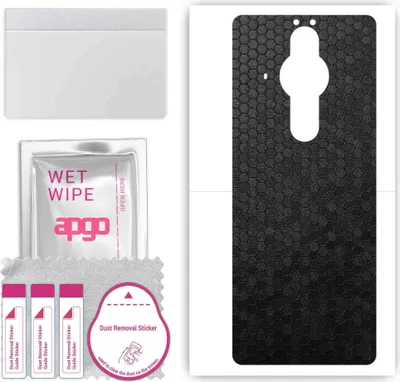 Produktbild von apgo Rückseite Schutzfolie, Skin, kompatibel mit Sony Xperia PRO-I, Hinten Displayschutzfolie aus Vinylfolie, kratzfest, einfache Montage - Schwarze Honigwabe