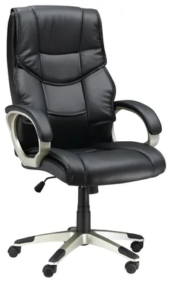Image de Chaise de bureau ergonomique, fauteuil de bureau pour chef, réglable en hauteur, revêtue de similicuir noir | Capacité maximale : 120 kg | Dimensions : 70 x 58 x 114–124 cm