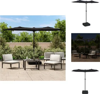 Image de vidaXL Double parasol avec LEDs Noir 316x240 cm - Parasols & ombrelles